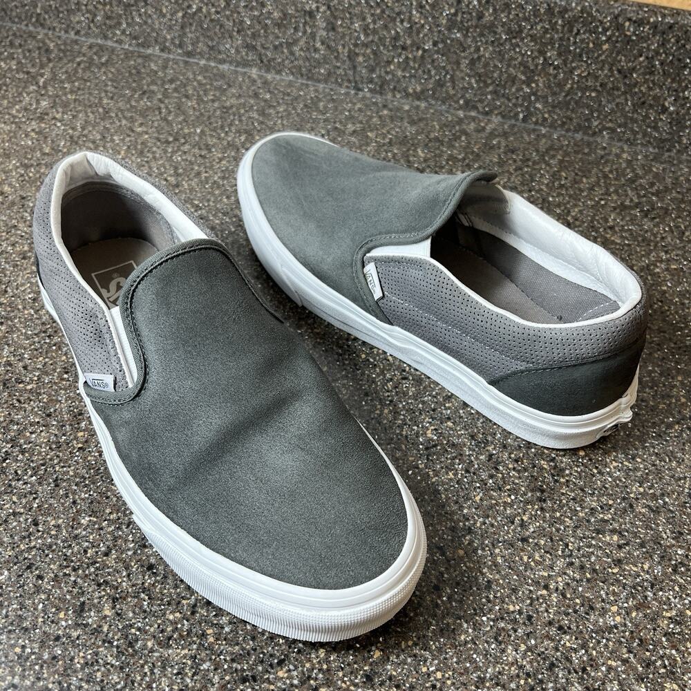 Vans Old Skool Classic Mens Size 10 Grey Suede Slip On Skate Shoe Comfort Casual